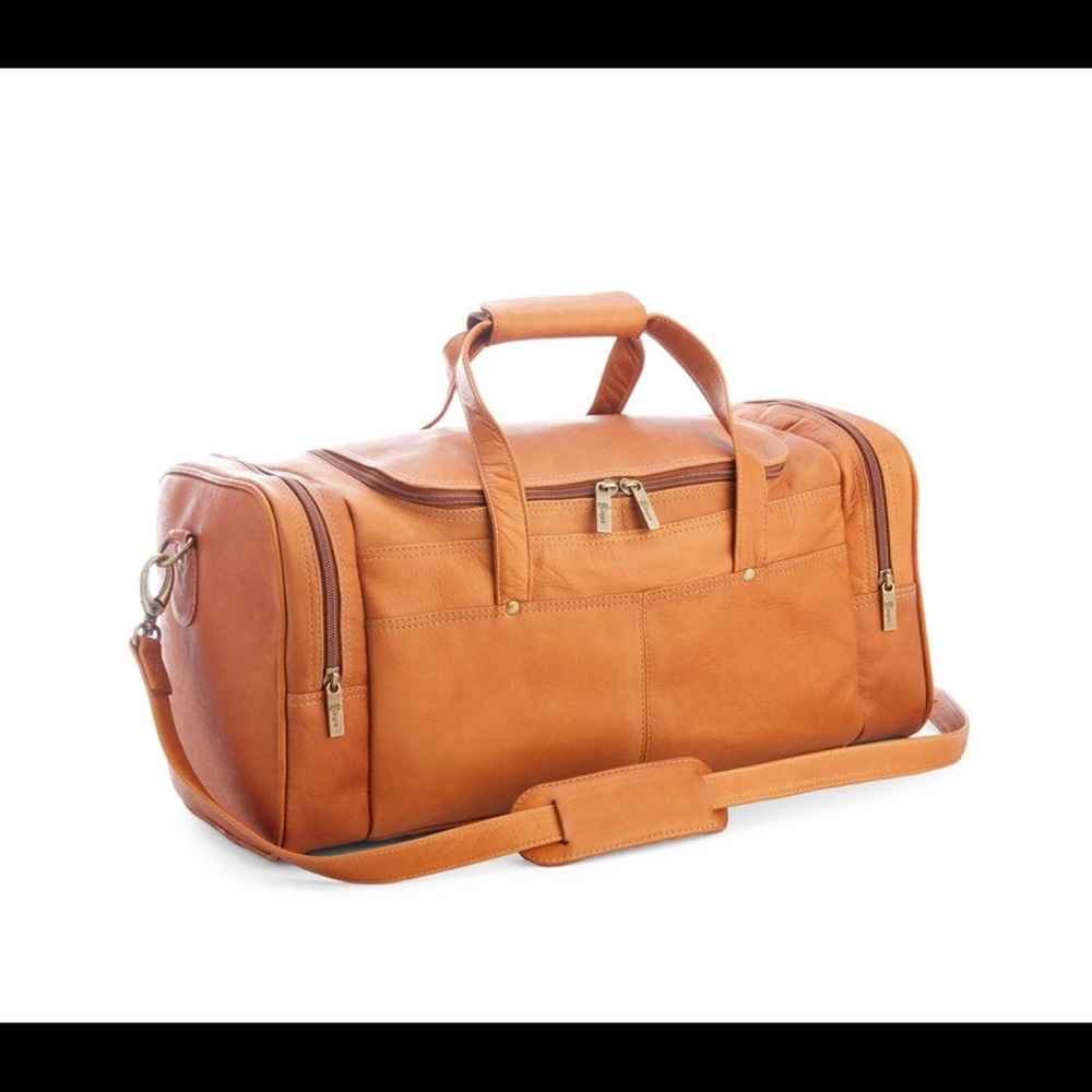 Royce Leather Overnight Duffel Bag NEW COGNAC